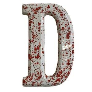 Ceramic Uppercase Letter D Splatter Painted Orange and‎ Brown - 1979